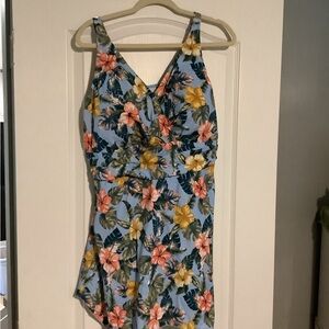 Blue, Orange & Yellow One Piece Swim Dress